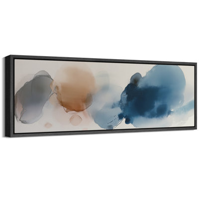 «Abstract Blot in Blue and Brown», reproduction d'art sur toile encadrée très grande