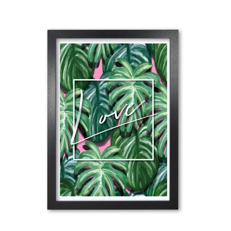Love Leaves - Painting, 42 cm H x 30 cm W x 5 cm D, Black Grain Frame