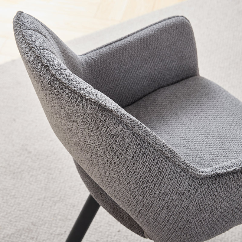 Linen Blend Upholstered Armchair, 4, Dark gray, Dark gray