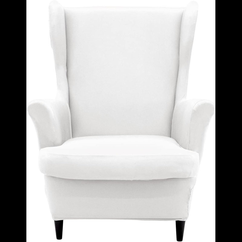 Housse pour fauteuil à oreilles 2 pièces Soft Stretch Soft, Polyester blanc