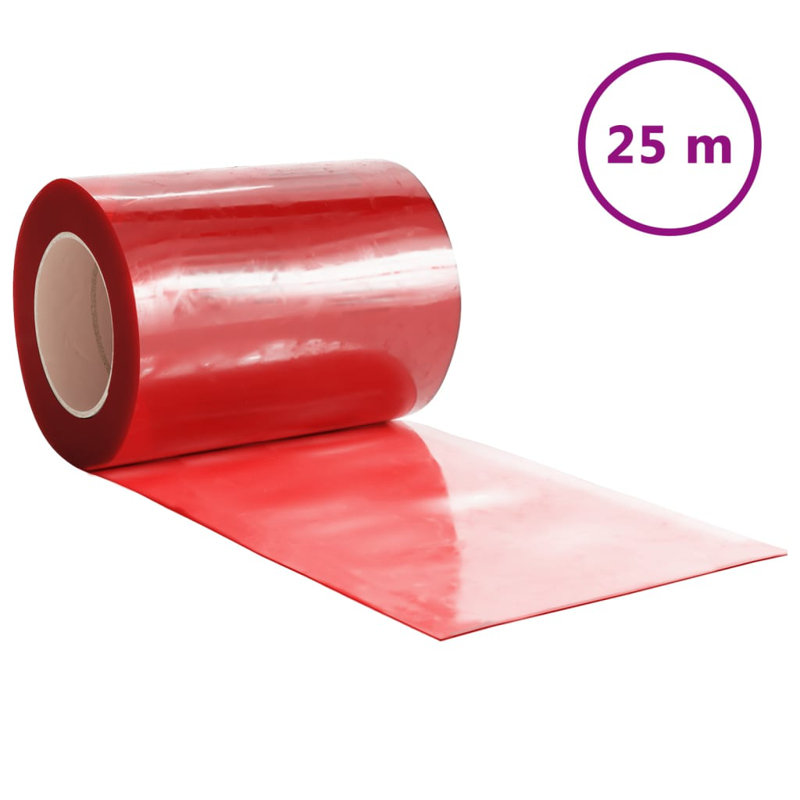 Plastic Sheer Door Curtain Single Panel, Width 30 x Drop 250 cm, Red