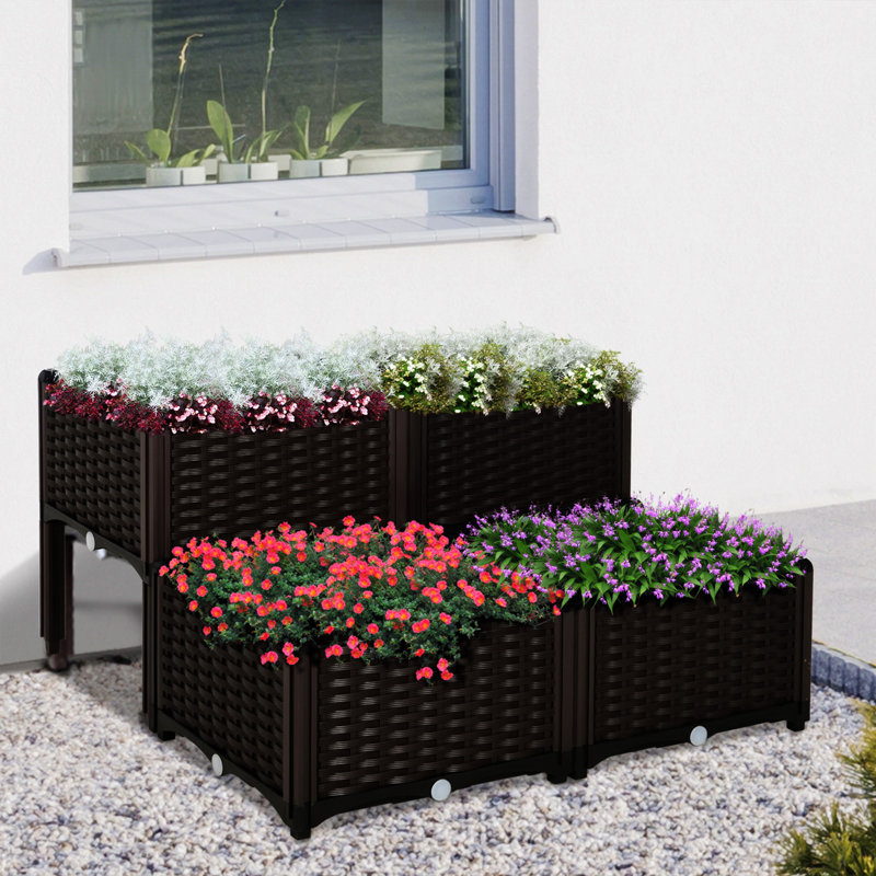 Lit de jardin surélevé avec pieds Outsunny 4 pièces