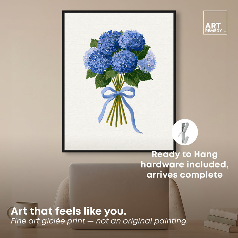 "Blue Bouquet II", reproduction d'art sur toile encadrée, H 25 po x l 21 po, Cadre noir