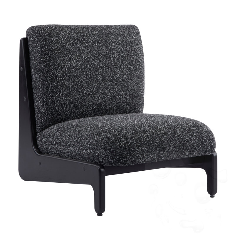Chaise d'appoint rembourrée en bois avec dossier, Gris foncé, Noir
