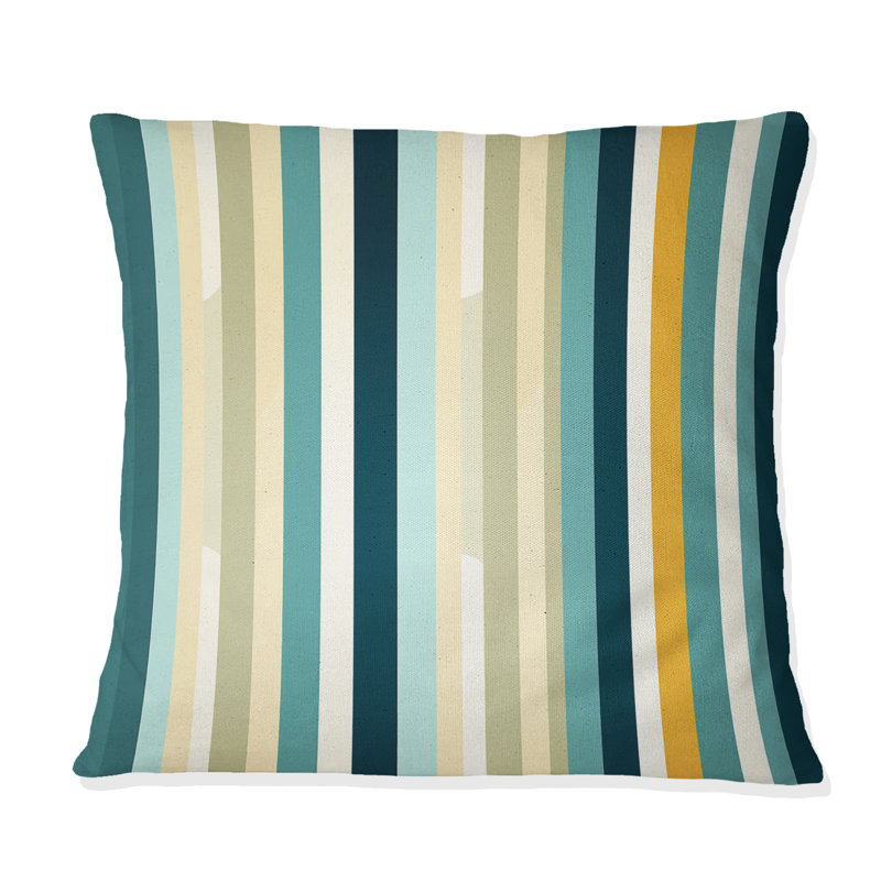 Coussin décoratif en polyester rayé vert et jaune Jungle, H 16 po x l 16 po