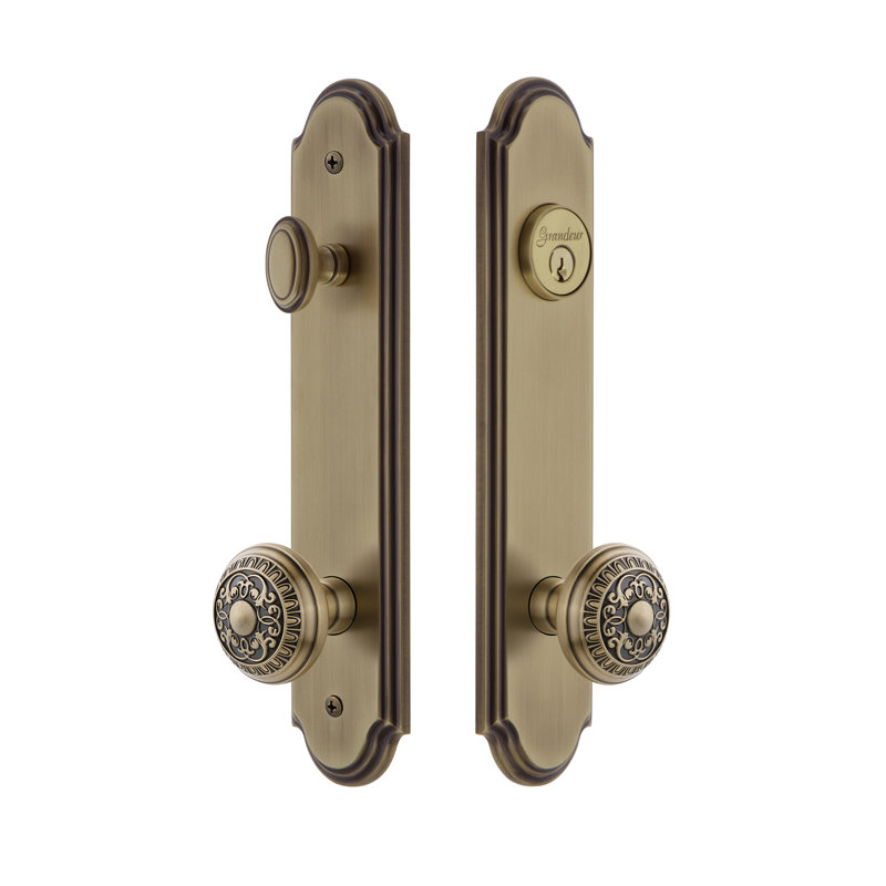 Complete Arc Entry Knob Set with Deadbolt, 2.375", Vintage Brass