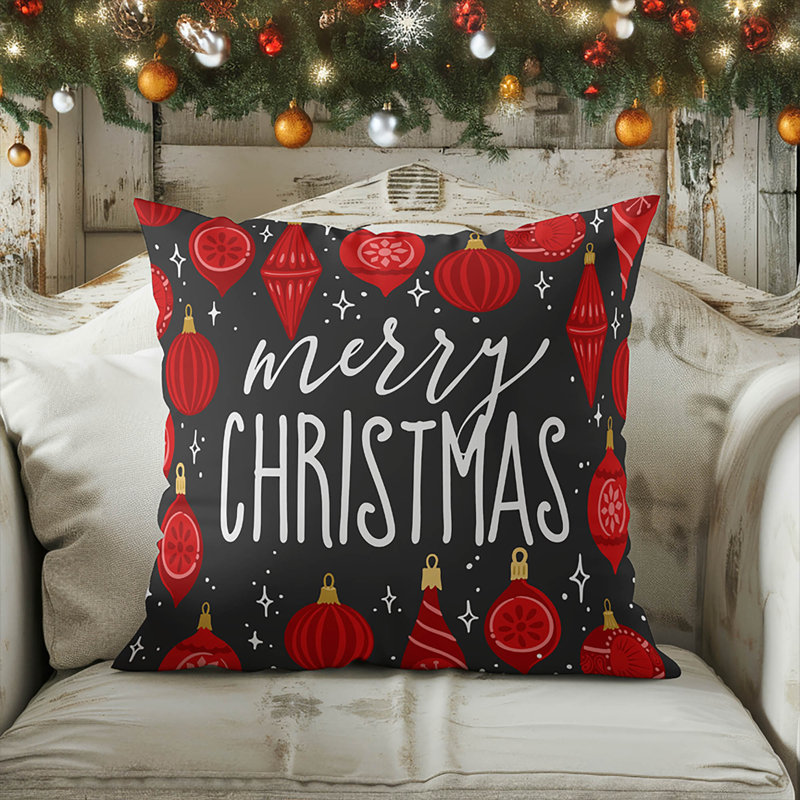 Coussin décoratif Ornaments, Gris anthracite, Carré 16 po