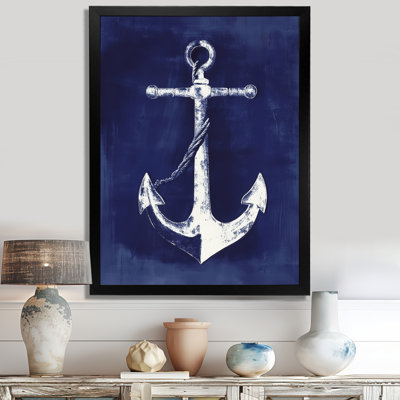 Anchor in Indigo Depths III - Nautical Picture Framed Wall Art