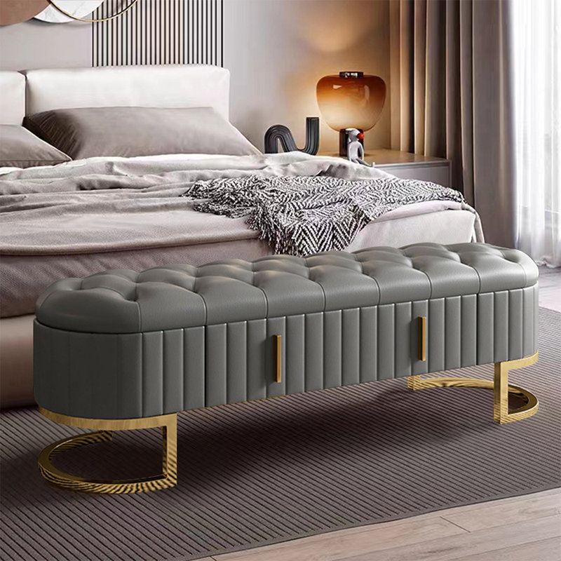 Furaha Upholstered Storage Bench, Dark Grey, 19.68” H x 70.86” W x 15.74” D