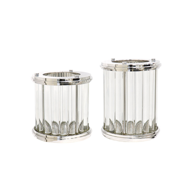 Hurricane Candle Holder, 13" H x 10.5" W x 10.5" D, Silver/Clear