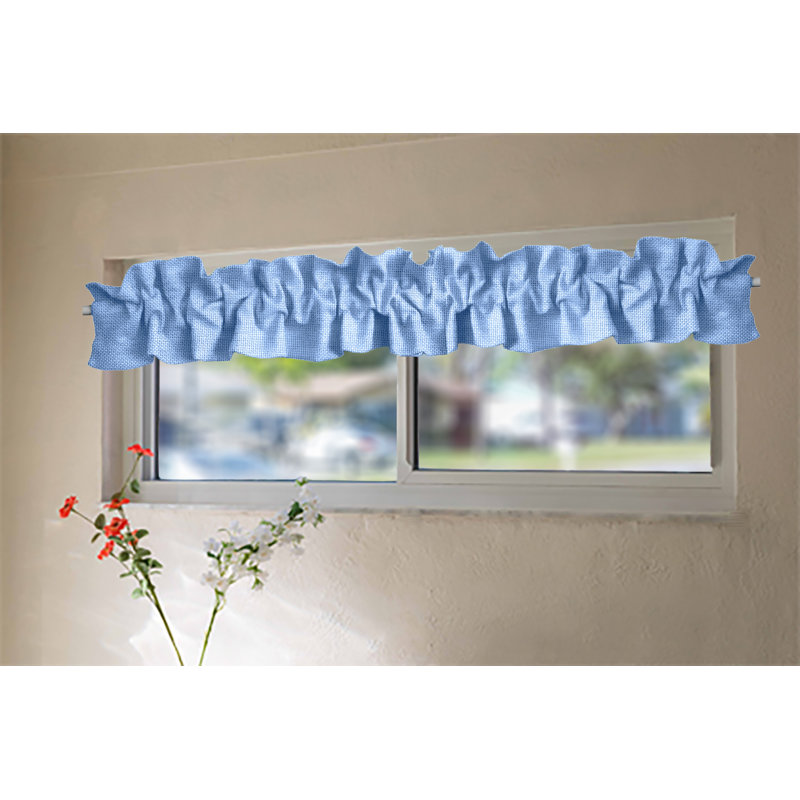 Ruffled Window Valance, 144" W x 9" L, Light Blue