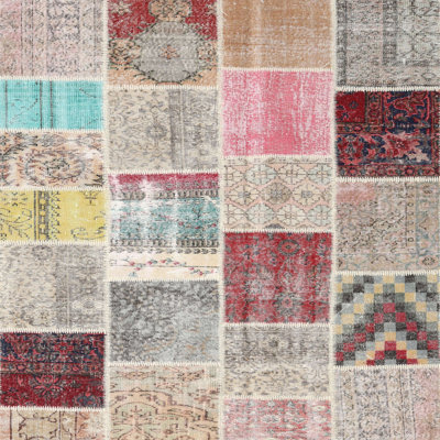 Tapis gris/rose/beige contemporain