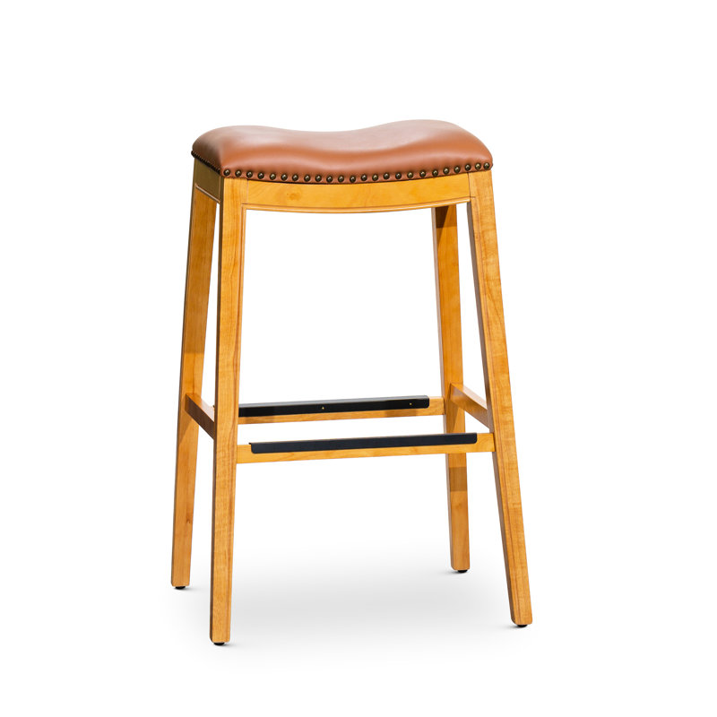 Tabouret de bar 30 po avec siège en cuir reconstitué doux - Élégant pour tout espace, Siège brun / cadre naturel