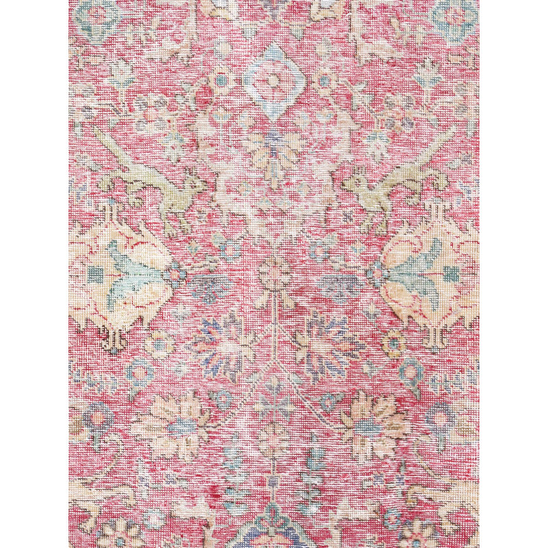 Canvello Vintage Tabriz Wool Raspberrie Area Rug- 7'3'' X 9'