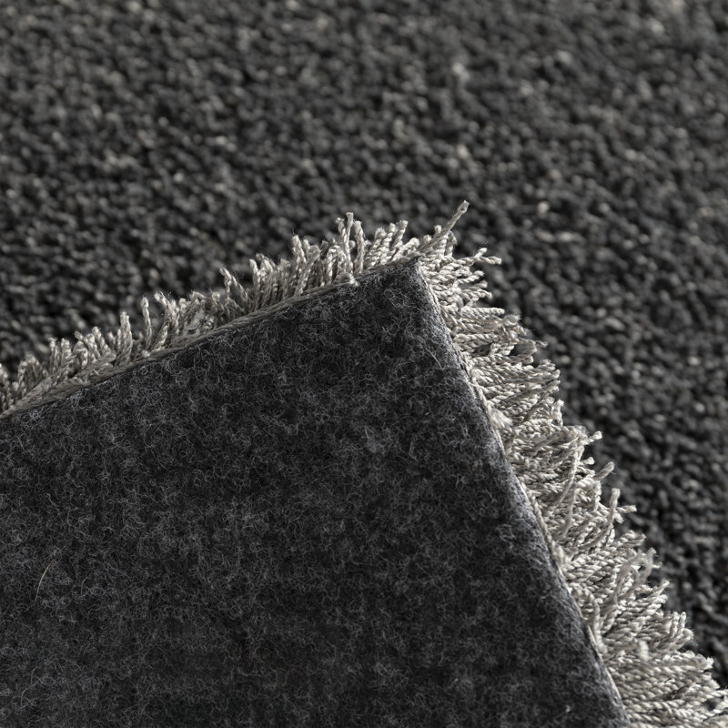 Alja Machine Washable Plain Silky Tufted AnthraciteRug, Rectangle 200 x 290cm