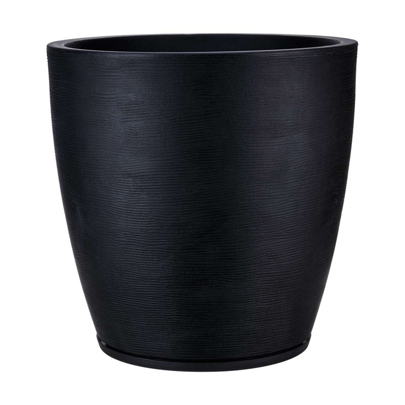 Amsterdan Pot Planter, Black, 25.59" H x 16.14" W x 16.14" D