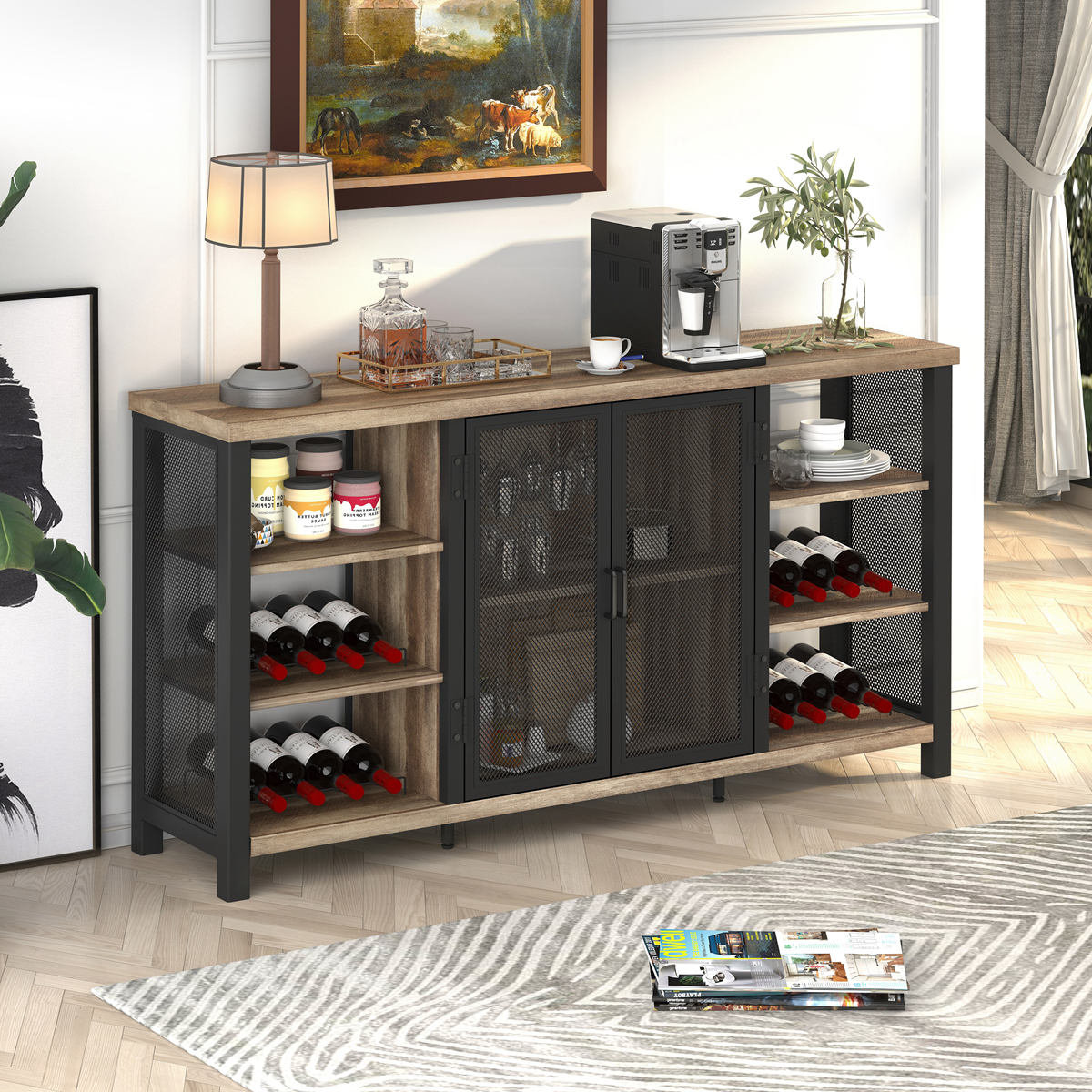 17 Stories Industrial Wine Bar For Liquor And Glasses