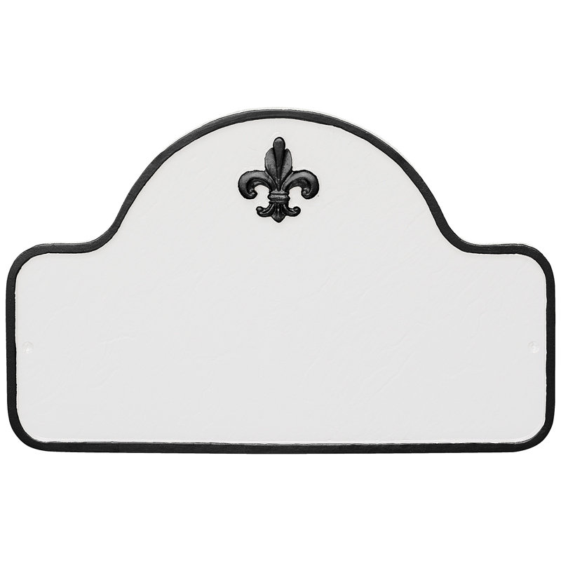 Fleur de Lis Lexington Arch Standard Two-Line Address Sign Plaque, White / Black