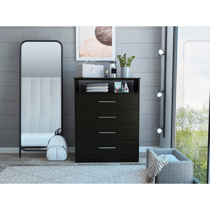 Commode Atlanta, chambre à coucher, noir, Noir