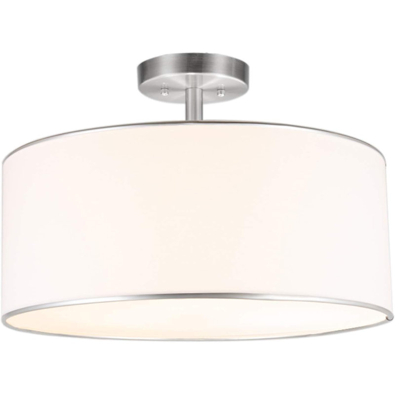 Semi Flush Mount Ceiling Light, 3 Light Drum Ceiling Light, 18" Ceiling Lighting Fixture With Diffused Shade For Bedroom, Kitchen, Hallway, Dining Room Table
