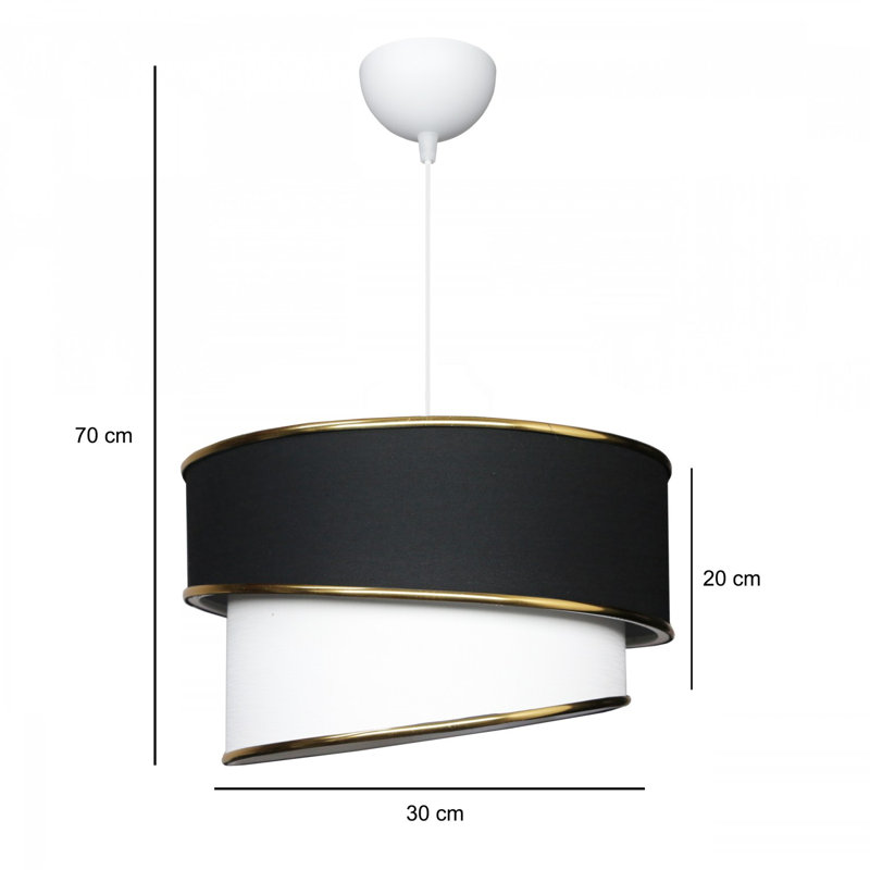 Stylish Black Chandelier with Fabric Cap Exterior, 11.8 in Diameter x 7.9 in Height | 27.6 in Total Height | E27 Socket, Max 40W | Modern Lighting Fixture for Living Room, Dining Room & Entryway, Elegant Design