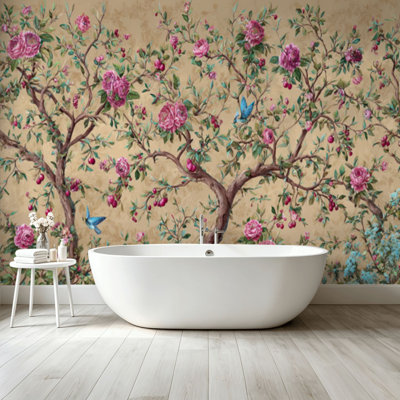Peel and Stick Wallpaper Wall Mural Elegant Botanical Design Soft Floral Harmony Wall Art Self Adhesive and Removable