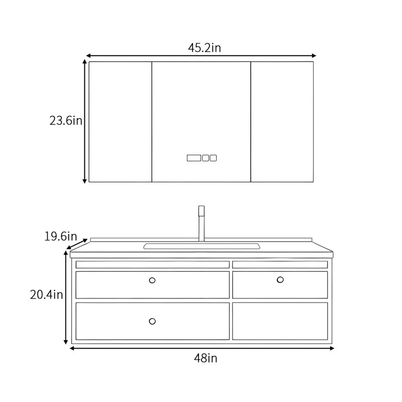 Armoire de salle de bain française moderne et simple