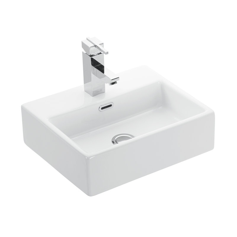 Quattro 16.9'' L Bathroom Sink, Glossy White