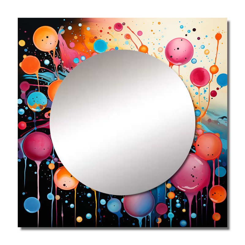 Jainaf - Art de miroir mural carré de formes abstraites, 23 po x 23 po