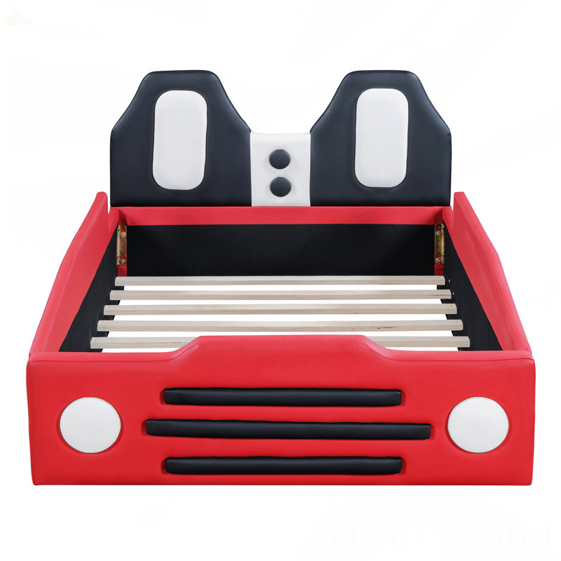 Lit plateforme simple avec roulettes, Rouge