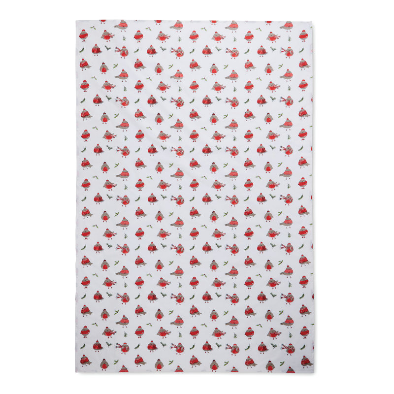Christmas Robins Table Cloth, 132cm W x 178cm L