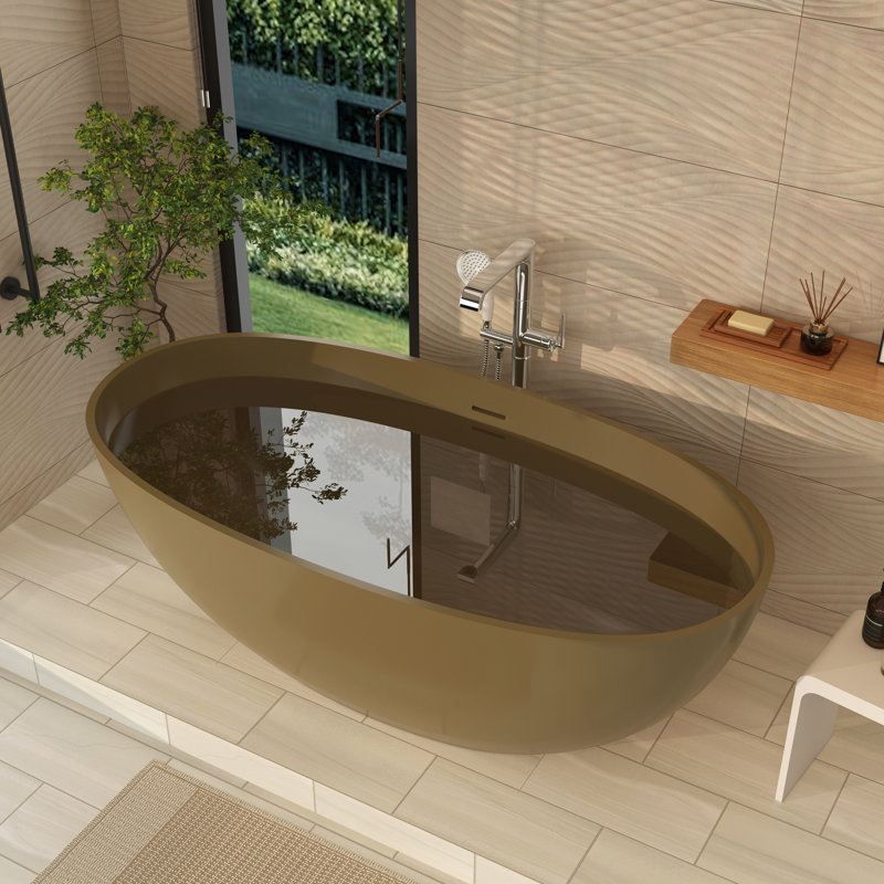 Baignoire de trempage autoportante ovale à surface solide avec drain 61 "Casainc