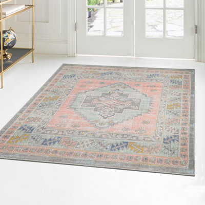 Tapis oriental rose poudré Pointe