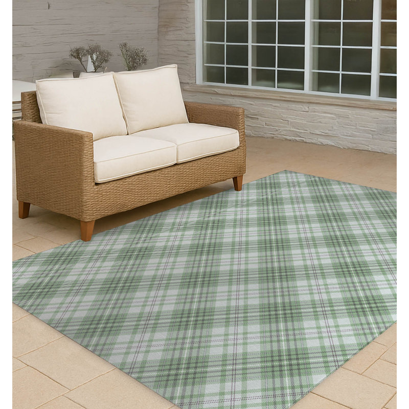 Chinny Tartan Non-Slip Outdoor Rug, Rectangle 8' x 10'