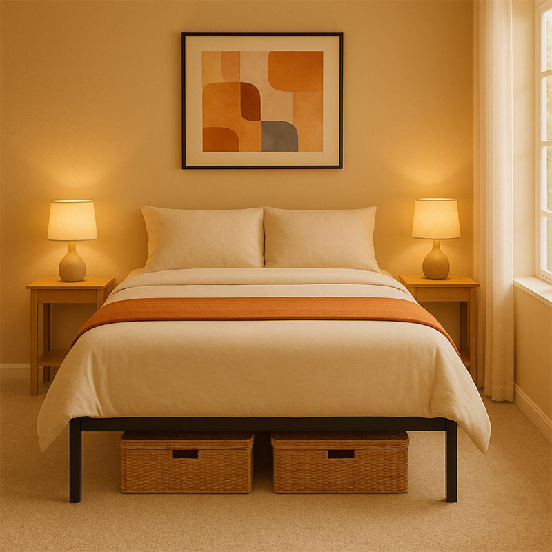 Platform Metal Bed Frame Modern, Double