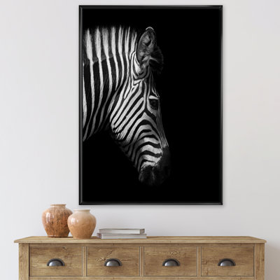 " Monochrome Portrait Of Zebra Head "
