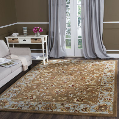 Tapis beige / bleu en laine touffeté à la main Cranmore