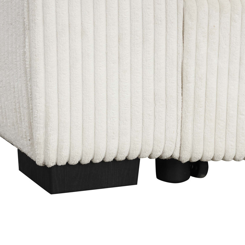 Canapé-lit modulaire de 94 po avec canapé-lit coulissant et tabouret mobile de 94 po, grand espace de rangement, porte-gobelet et deux ports USB pour le salon