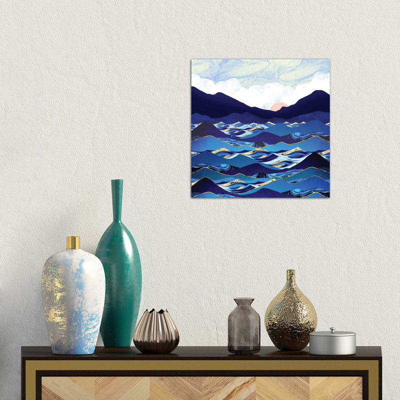 Bleu océan - imprimé, Toile tendue, H 18 po x l 18 po x 1,5 po