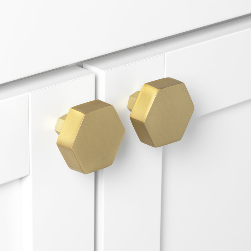 1 1/2" Length Geometric Knob Multipack, Satin Gold