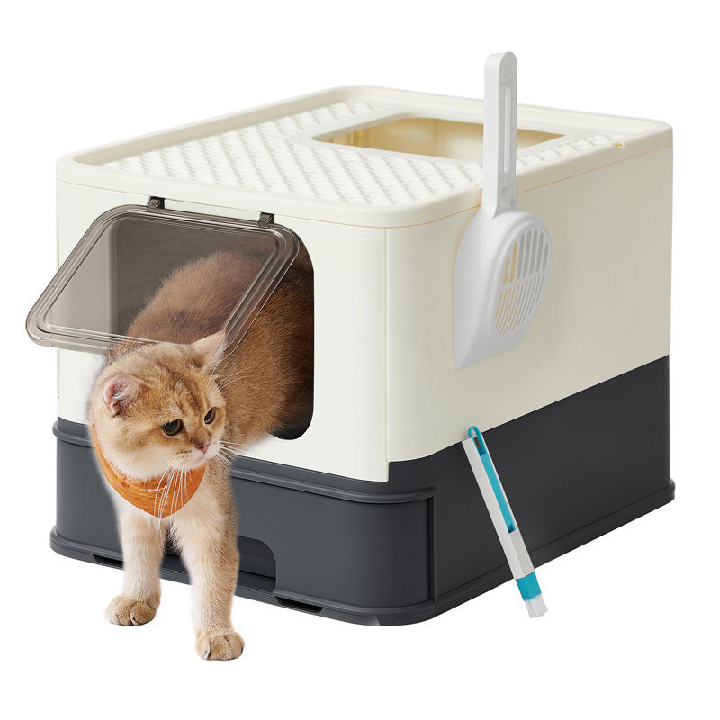 Polypropylene Litter Box with Scoop, White
