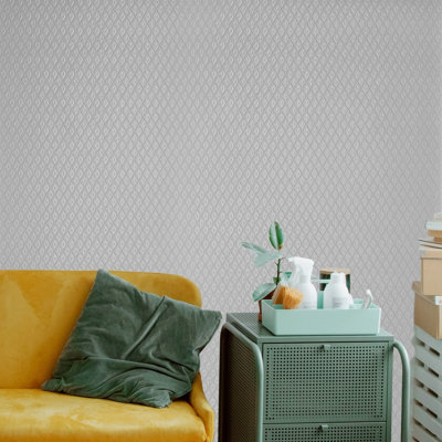 Papier peint transitionnel classique gaufré taupe
