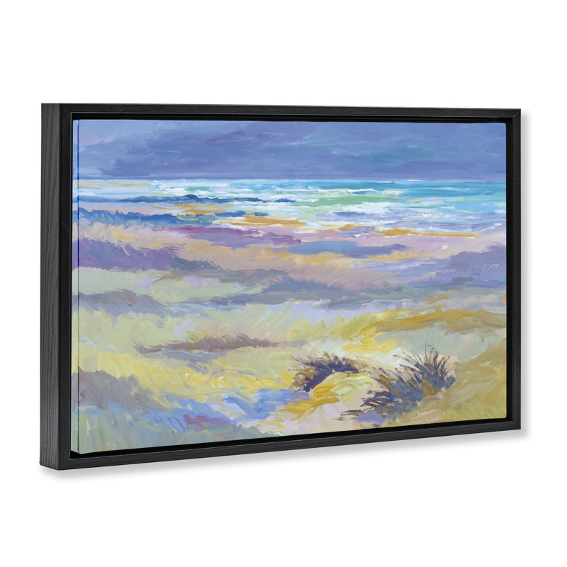 Cadre flottant Alternating Beach Hues, design par Pere Camps, Cadre flottant noir de jais, H 17 po x l 25 po