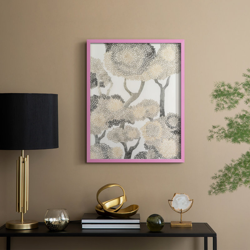 Impression encadrée Dewdrop Maple II - bois massif, H 21 po x l 17 po, Rose