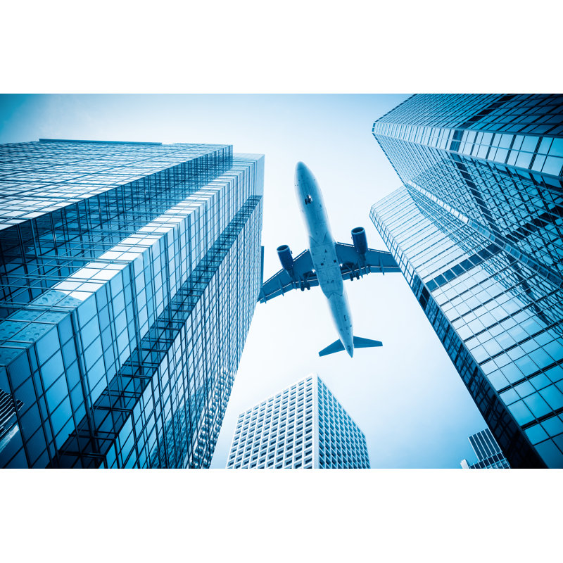Padillo Office Buildings And A Plane by Chuyu - Wrapped Canvas Print, 20cm H x 30cm W 3.8cm D