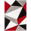 Tapis à poils longs à texture moderne et géométrique | Rouge-17850093