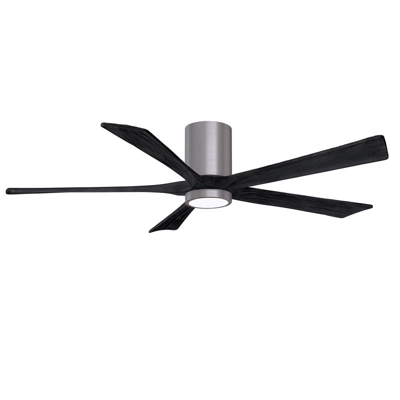 Irene Flushmount Light Kit 5 Blade LED Ceiling Fan, Brushed Pewter, Matte Black, 60"