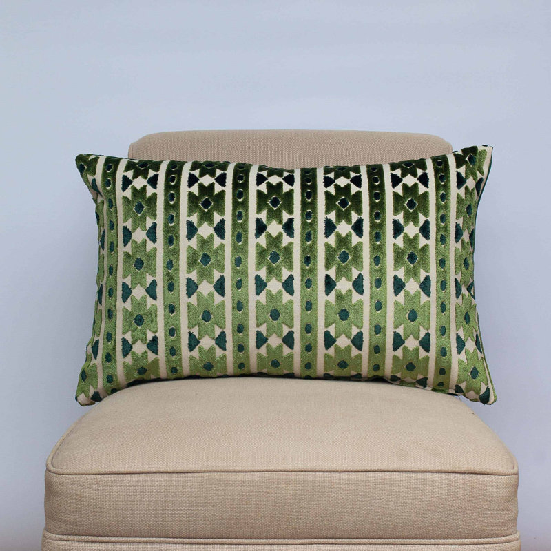 Geometric Green Cushion, 58x38cm, Feather filled