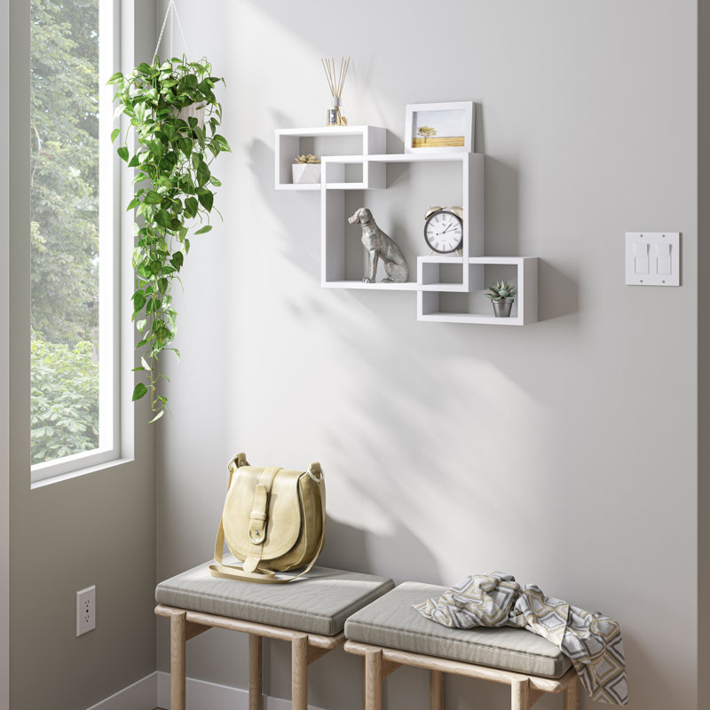Nest Square Interlocking Box Accent Wall Shelf, White