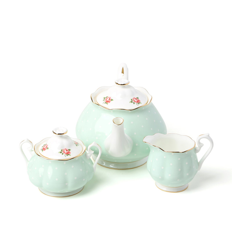 Polka Rose China Teapot Set